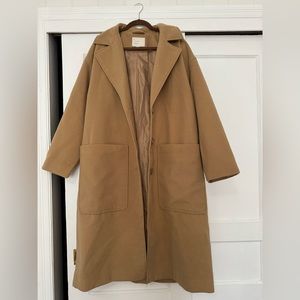Full length camel colored coat
